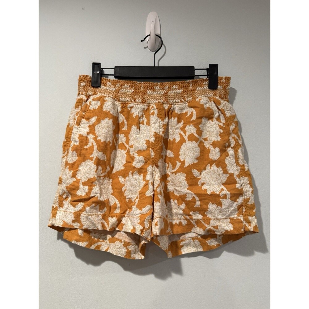 Briggs Linen Shorts Women Small Pockets Floral Lounge Beach Elastic Waist Travel